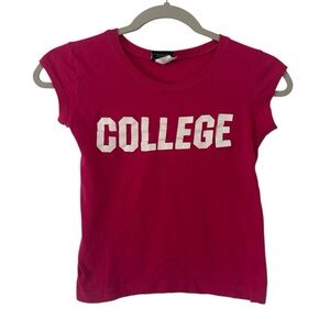 Pink Animal House 2000s Y2K Style College Baby Tee Top Shirt Women’s Size Small!